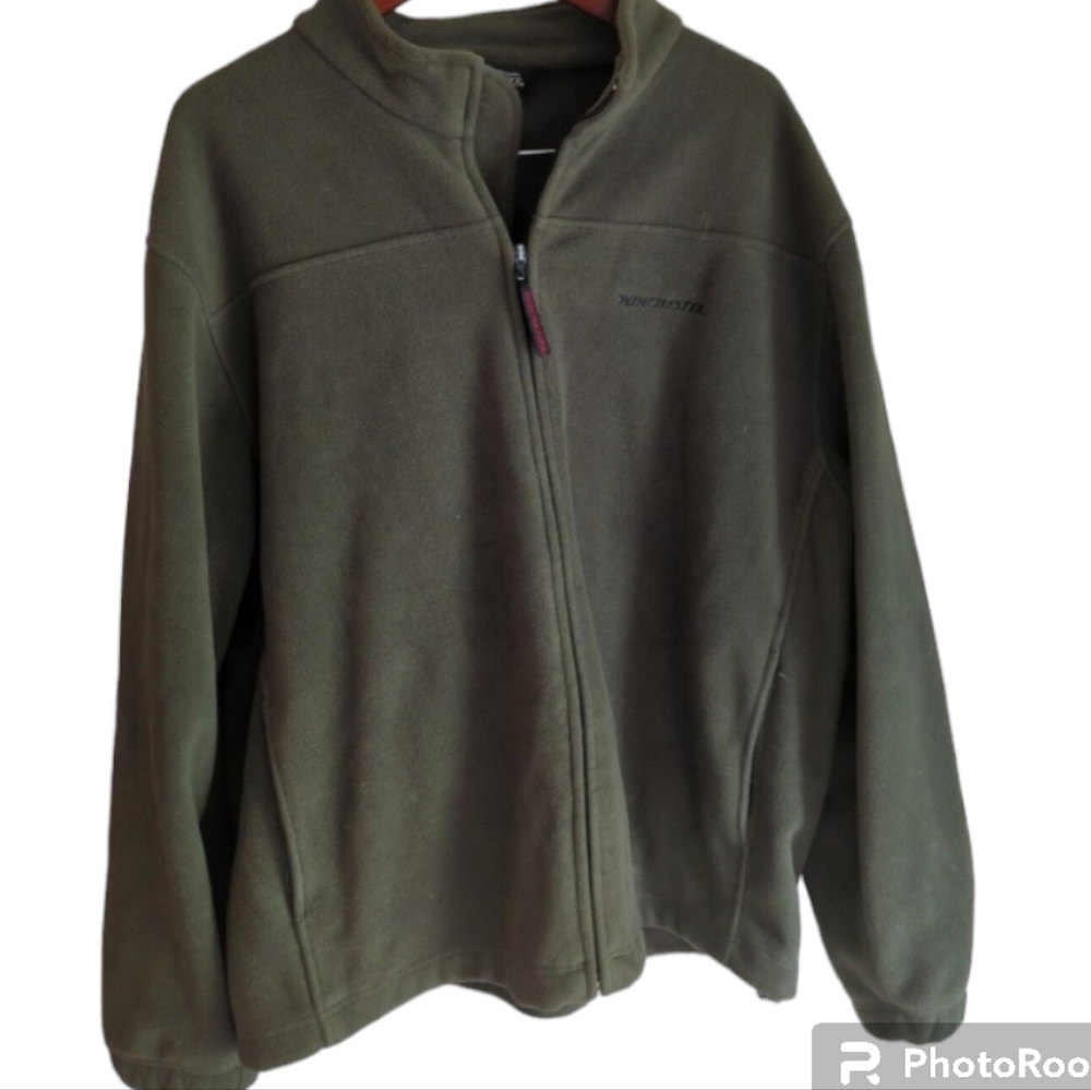 Mens Winchester Hunter Green Fleece Jacket Rugged Sportsman Outdoors Black XL